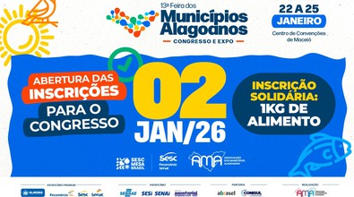 Inscrições para o Congresso dos Municípios começam no dia 02 de janeiro